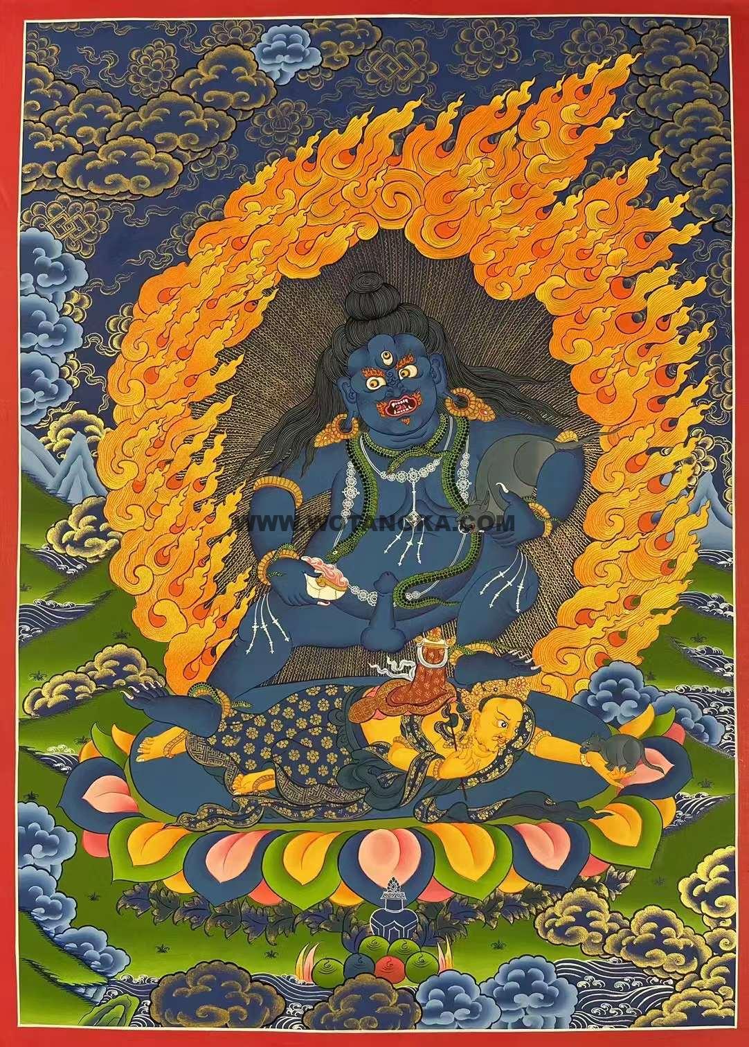 编号171-250219：彩绘唐卡-黑财神（65*45CM左右）