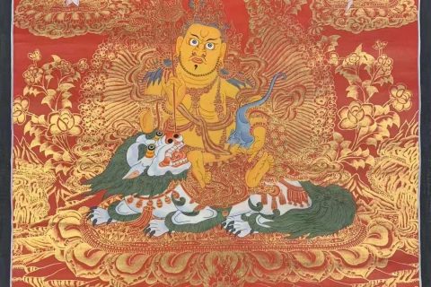 编号171-889515：红金唐卡-财宝天王（70*50CM左右）