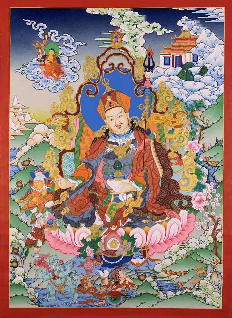 编号171-929387：彩绘唐卡-莲花生大士（100*70CM左右）