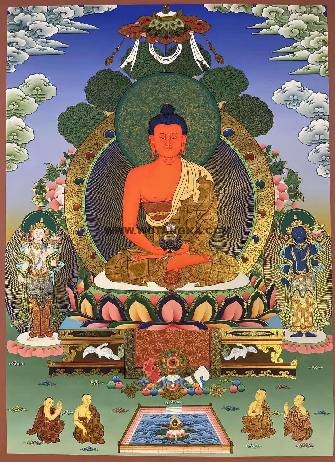 编号172-167416:彩绘唐卡-阿弥陀佛·西方三圣(75*55CM左右)