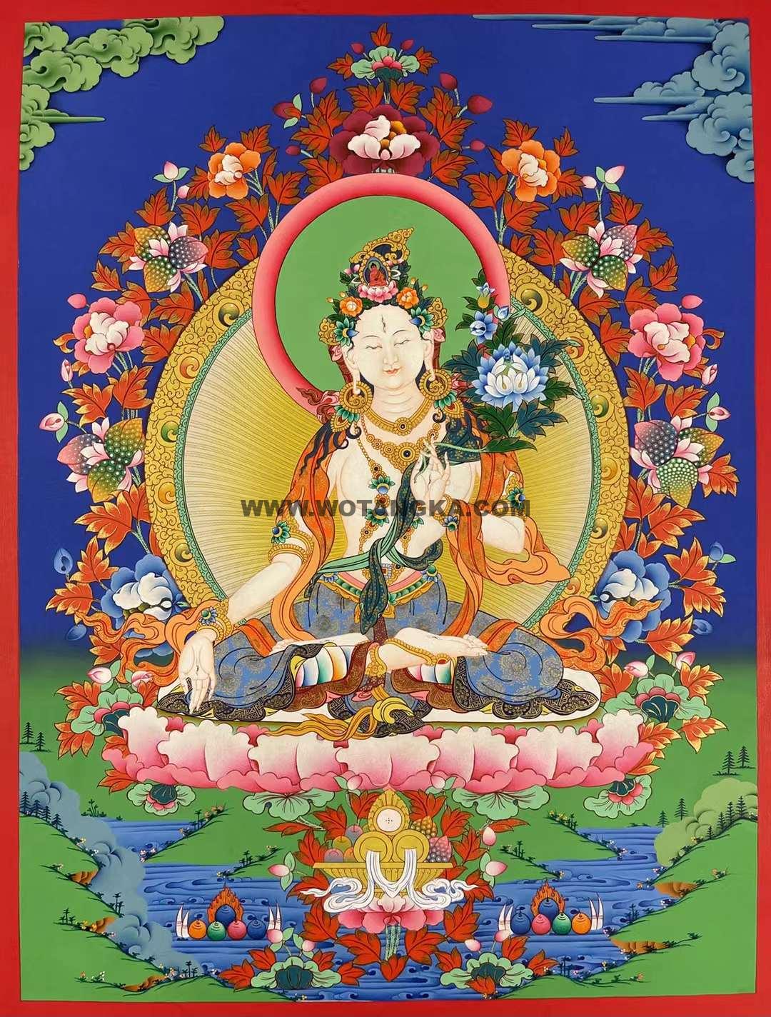 编号172-167846:彩绘唐卡-白度母(60*45CM左右)