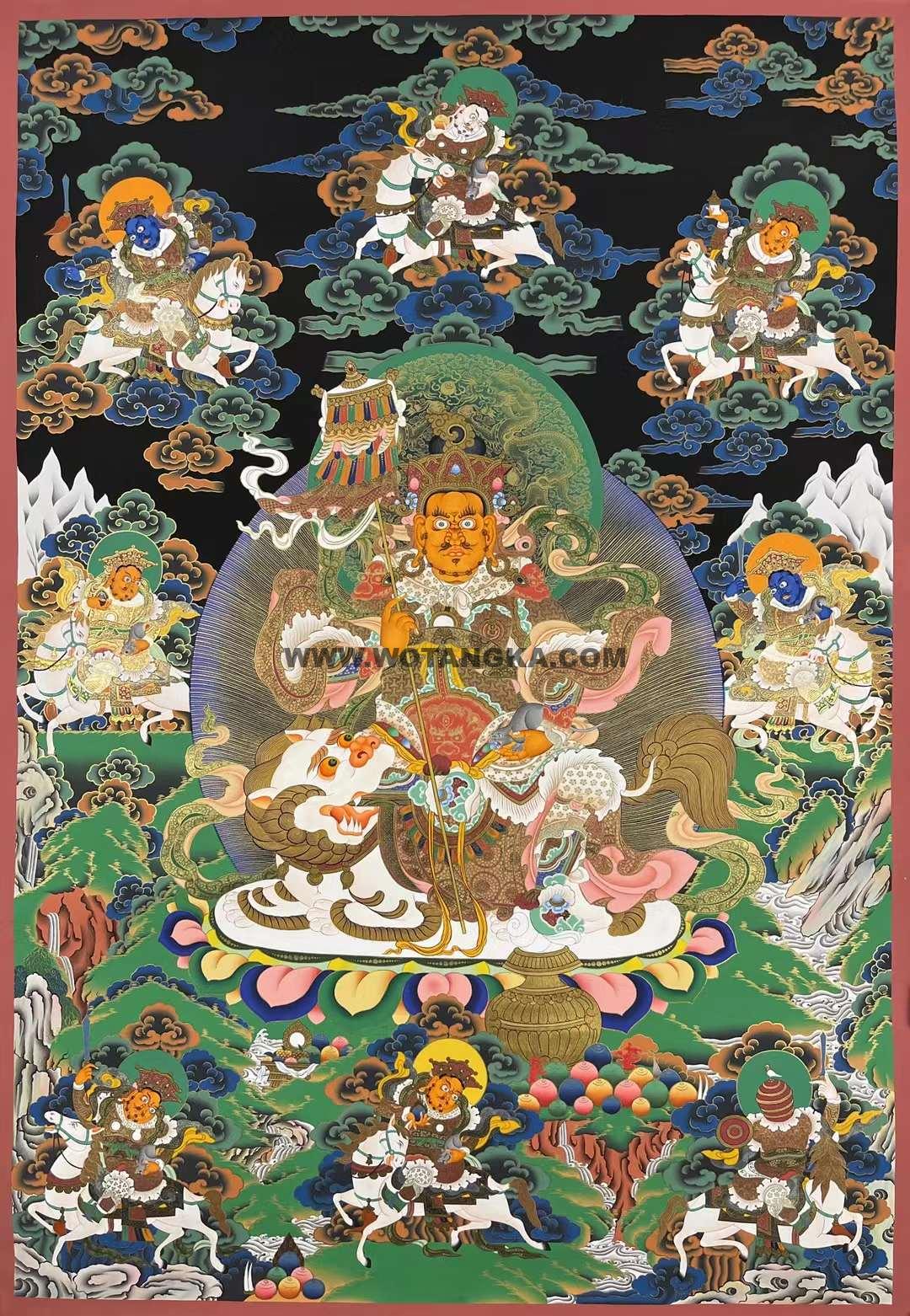 编号172-259623:彩绘唐卡-八马财神(100*70CM左右)