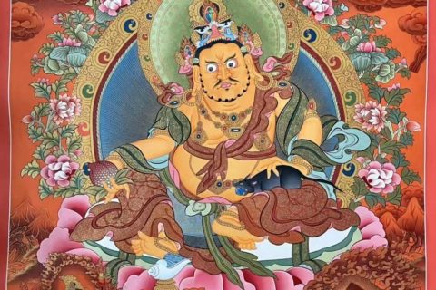 编号172-532084：红金唐卡-五方财神（100*70CM左右）