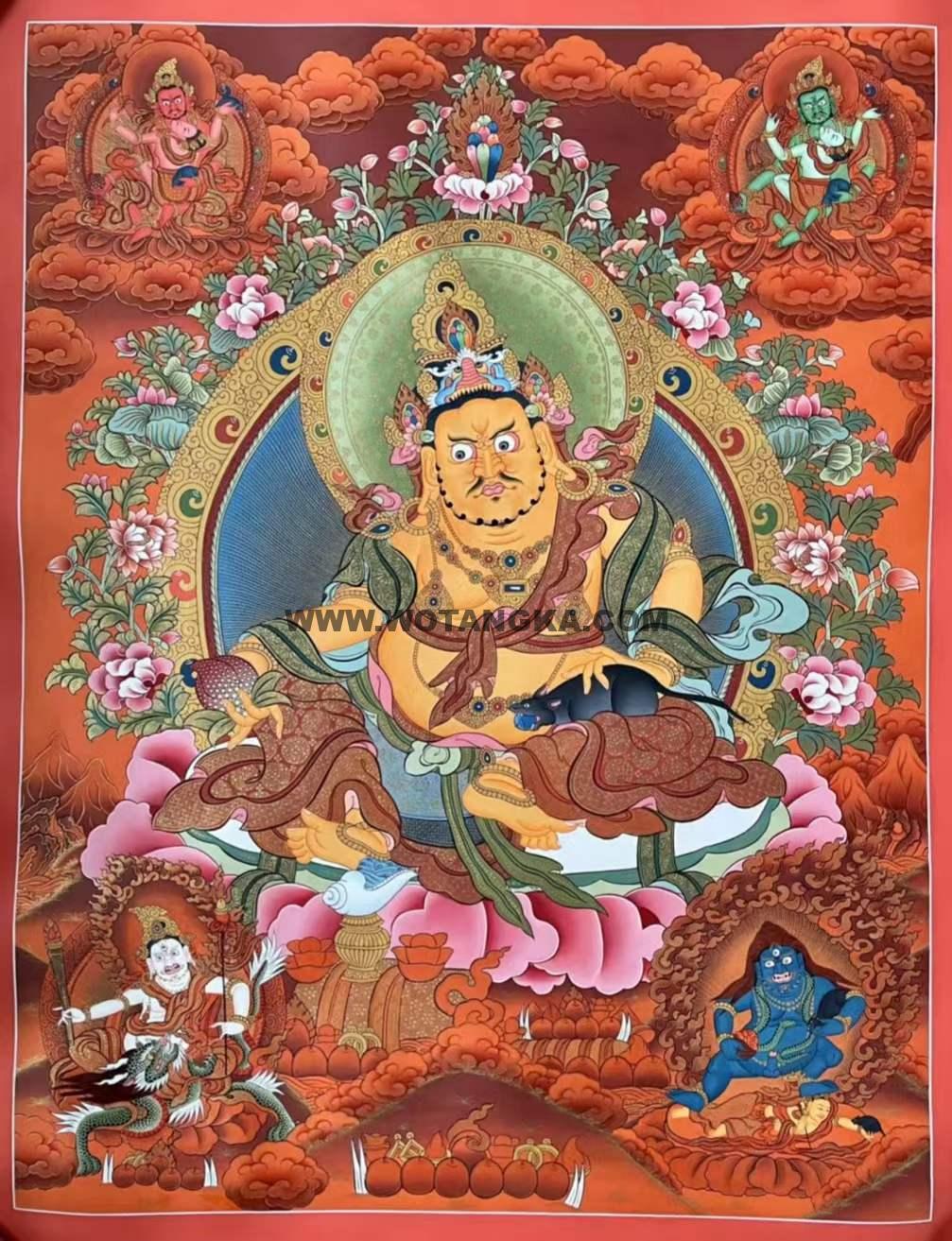 编号172-532084：红金唐卡-五方财神（100*70CM左右）