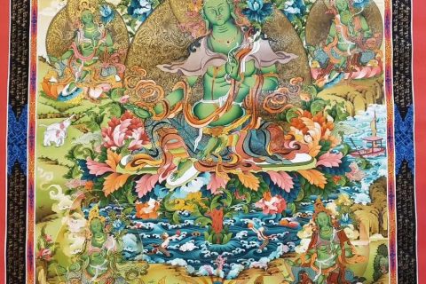 编号172-683510：彩绘唐卡-绿度母（90*60CM左右）