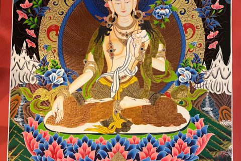 编号172-695109：彩绘唐卡-白度母（70*50CM左右）