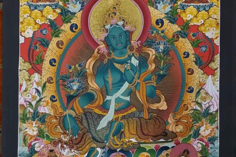 编号172-803815：彩绘唐卡-绿度母（90*60CM左右）