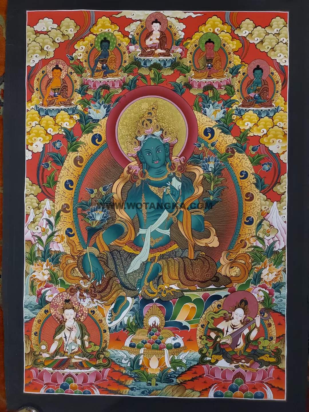 编号172-803815：彩绘唐卡-绿度母（90*60CM左右）