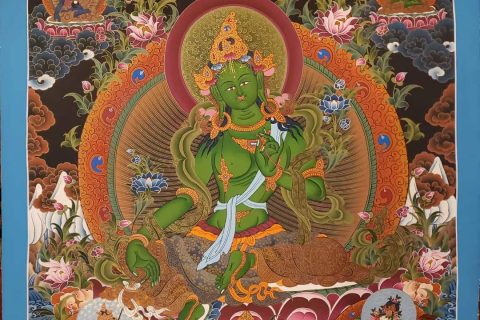 编号172-808358：彩绘唐卡-绿度母（90*60CM左右）