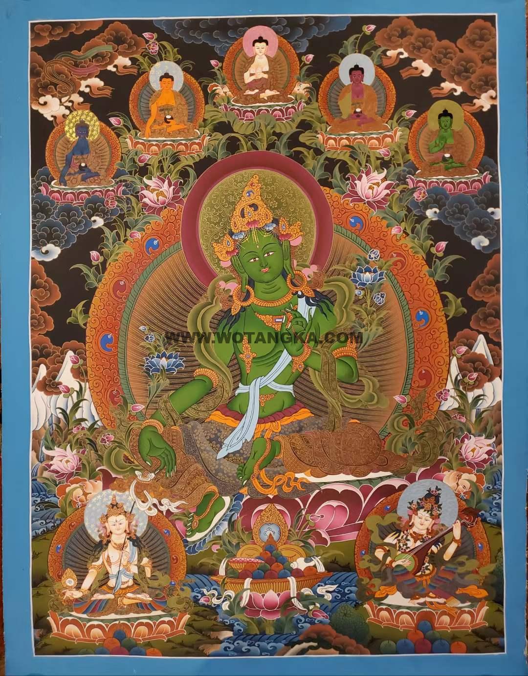 编号172-808358：彩绘唐卡-绿度母（90*60CM左右）