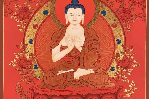 编号172-925090：红金唐卡-五方佛（75*50CM左右）