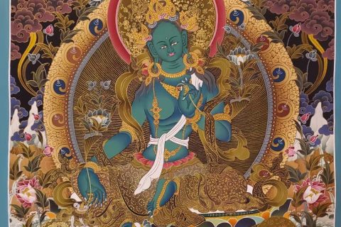 编号172-969358：彩绘唐卡-绿度母（90*60CM左右）