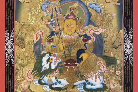 编号182-109709：彩绘唐卡-财宝天王（100*70CM左右）