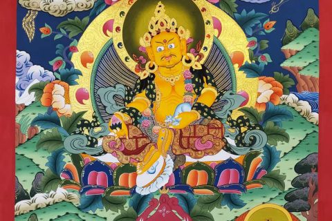 编号182-114703：彩绘唐卡-五方财神（76*53CM左右）