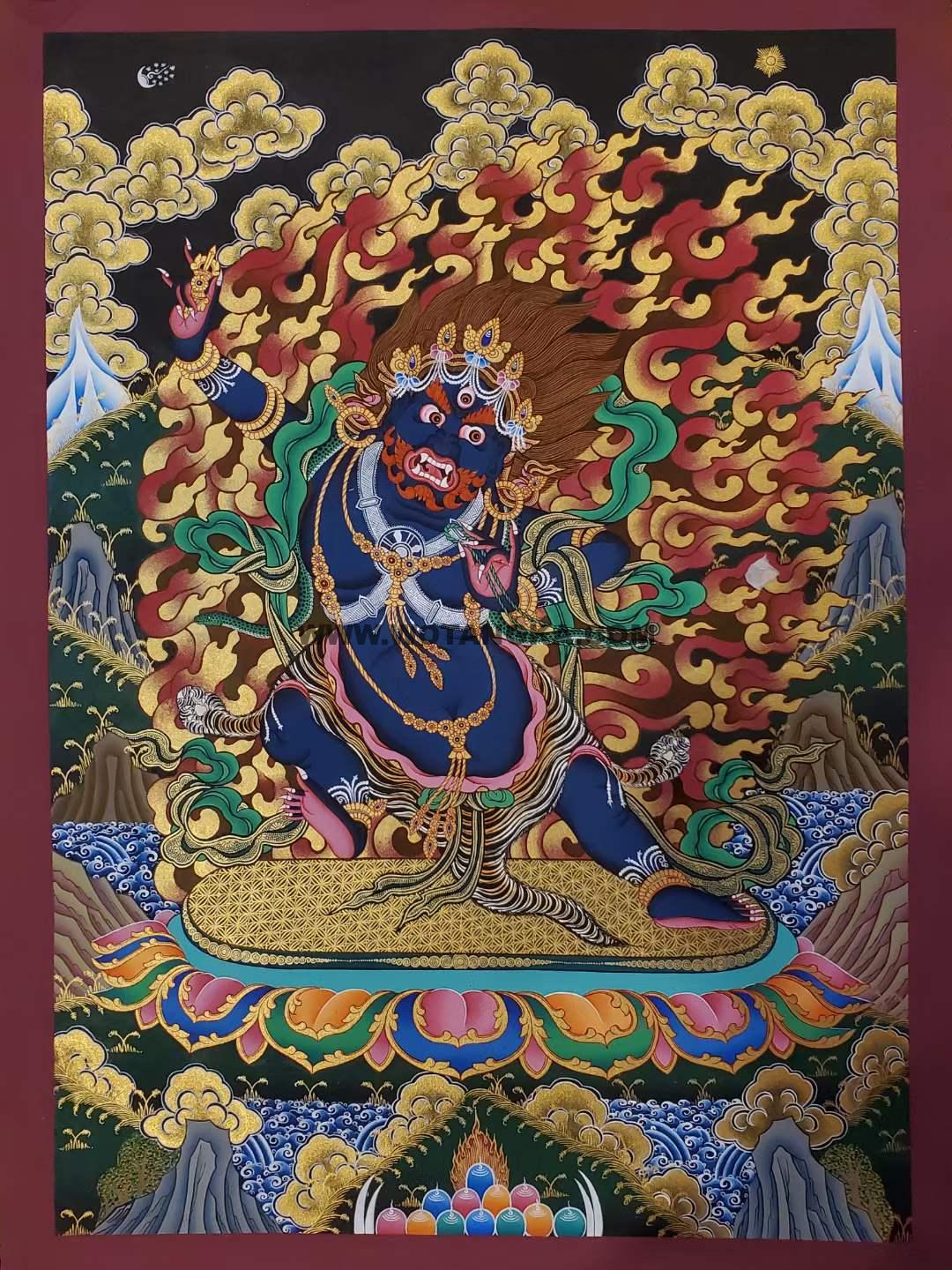 编号182-158957：彩绘唐卡-金刚手菩萨（75*55CM左右）