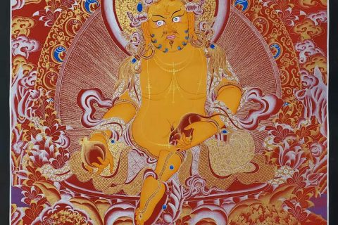 编号182-176863：红金唐卡-五方财神（70*50CM左右）