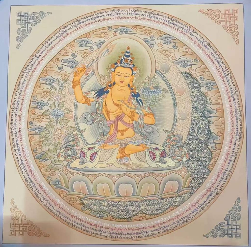 编号182-185914：彩绘唐卡-文殊菩萨坛城（50*50CM左右）