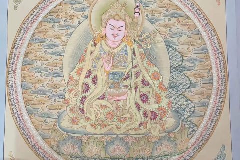 编号182-188480：彩绘唐卡-莲花生大士坛城（50*50CM左右）