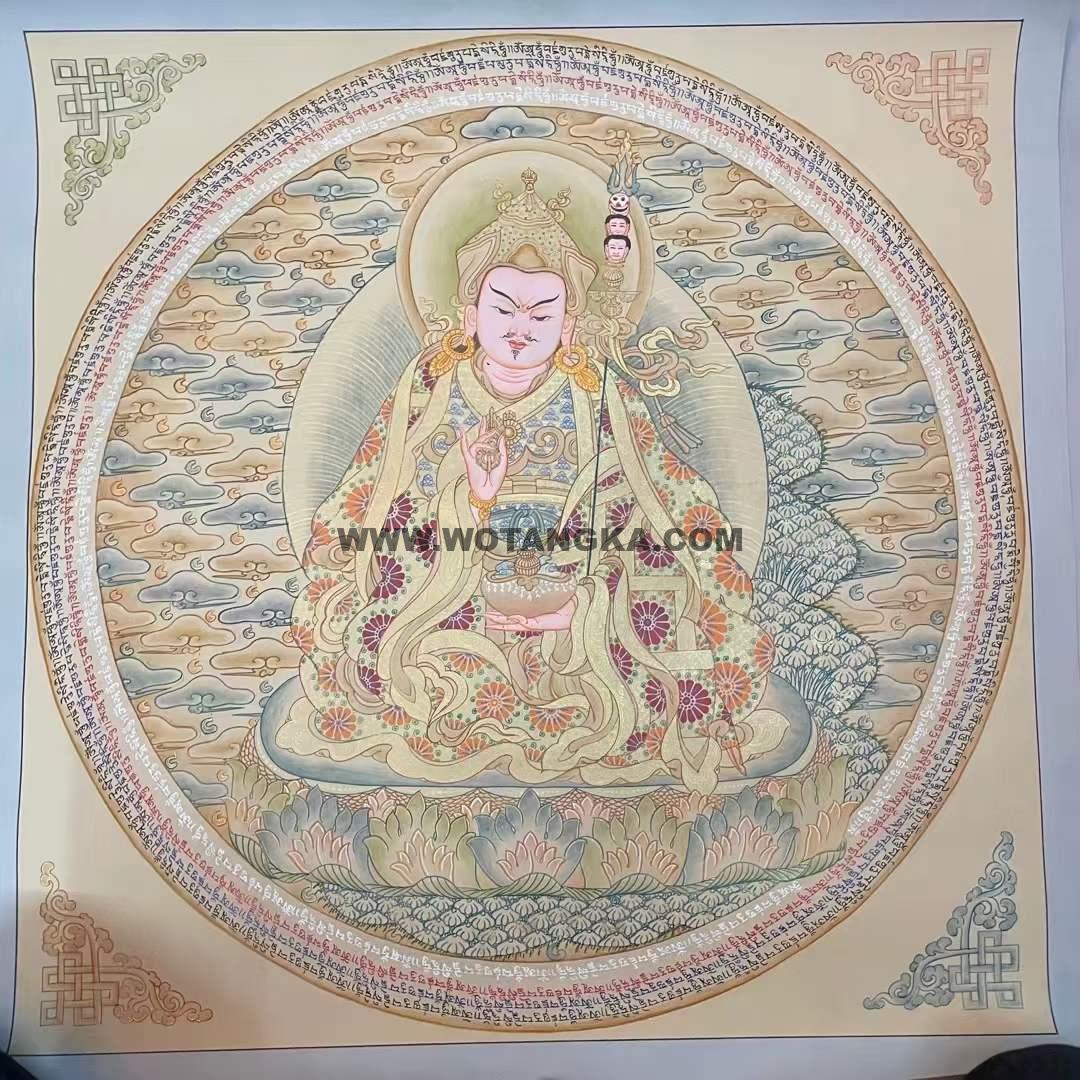 编号182-188480：彩绘唐卡-莲花生大士坛城（50*50CM左右）