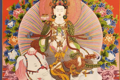 编号182-243019：红金唐卡-普贤菩萨（75*50CM左右）