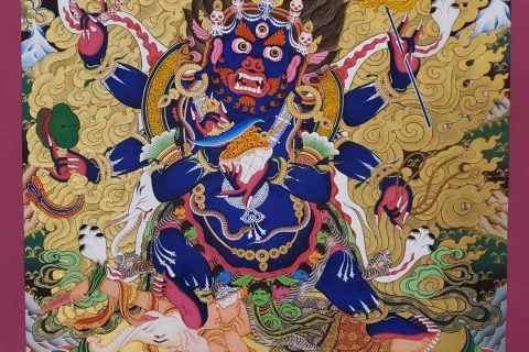 编号182-281073：彩绘唐卡-六臂玛哈嘎拉（75*55CM左右）