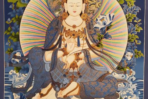 编号182-312995：蓝金唐卡-普贤菩萨（75*50CM左右）