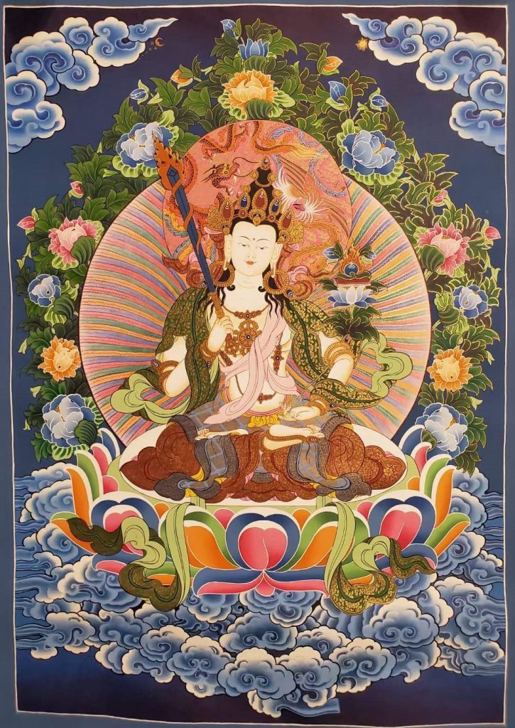 编号182-335480：蓝金唐卡-虚空藏菩萨（75*50CM左右）