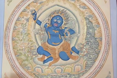 编号182-400643：彩绘唐卡-不动明王坛城（50*50CM左右）