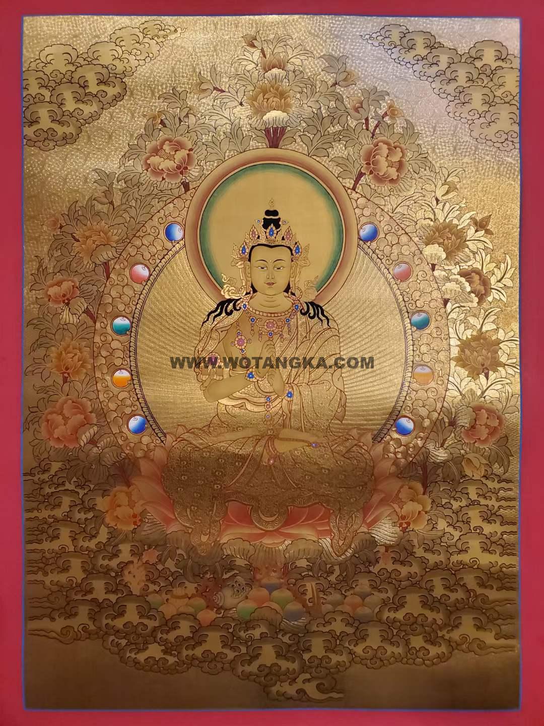 编号182-426103：黄金唐卡-天冠弥勒佛（75*50CM左右）