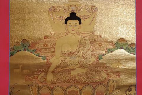 编号182-484789：黄金唐卡-释迦牟尼佛（75*50CM左右）