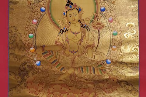 编号182-524440：黄金唐卡-绿度母（75*50CM左右）