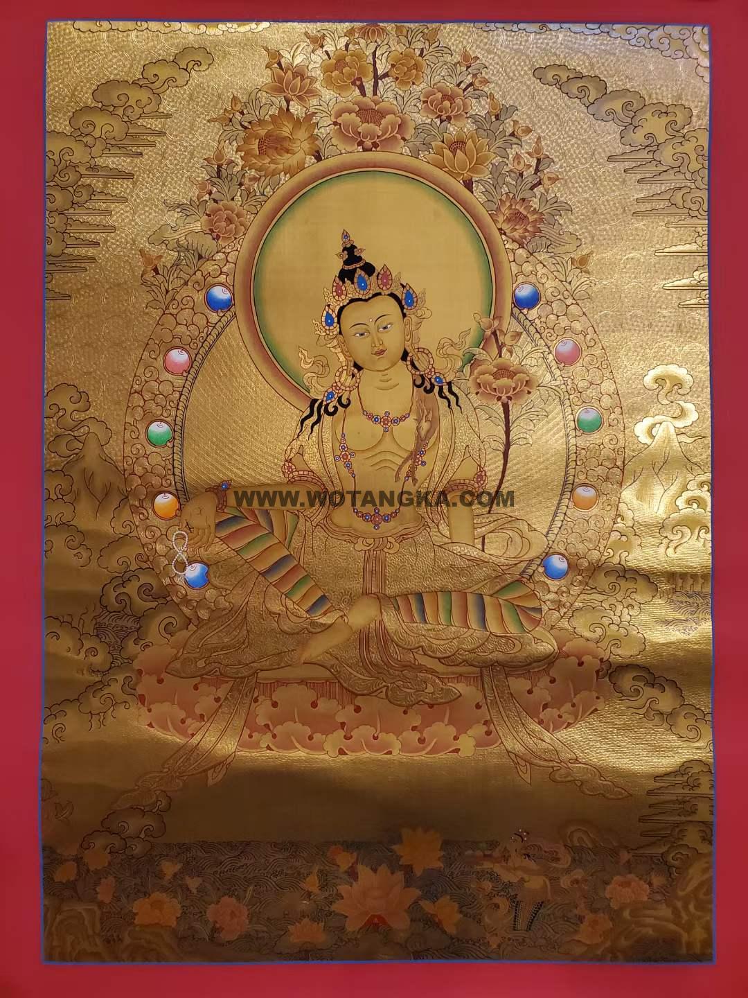 编号182-524440：黄金唐卡-绿度母（75*50CM左右）