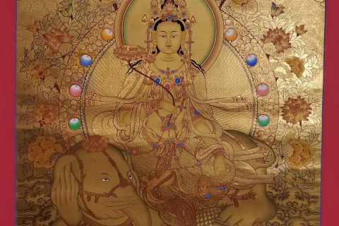 编号182-530184：黄金唐卡-普贤菩萨（75*50CM左右）
