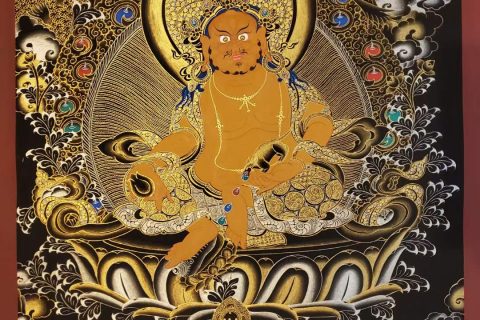 编号182-546170：黑金唐卡-黄财神（60*45CM左右）