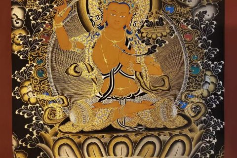 编号182-567061：黑金唐卡-文殊菩萨（60*45CM左右）