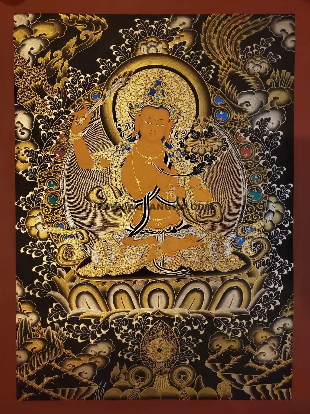 编号182-567061：黑金唐卡-文殊菩萨（60*45CM左右）