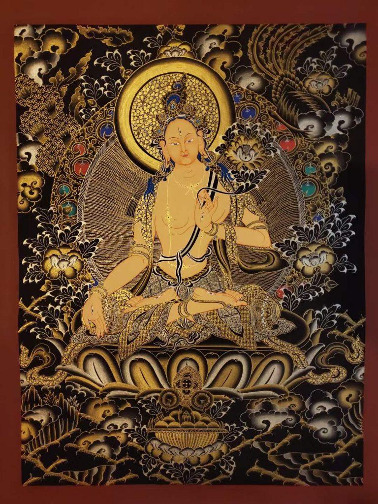 编号182-622162：黑金唐卡-白度母（60*45CM左右）