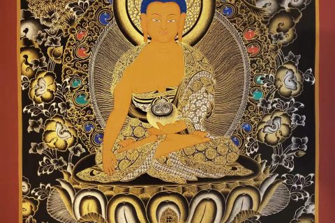 编号182-668287：黑金唐卡-释迦牟尼佛（60*45CM左右）