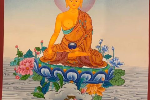 编号182-789952：彩绘唐卡-释迦牟尼佛（60*45CM左右）