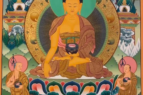 编号182-799634：彩绘唐卡-释迦牟尼佛（70*50CM左右）