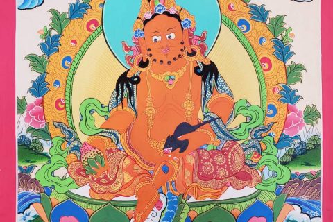 编号182-825350：彩绘唐卡-黄财神（55*40CM左右）