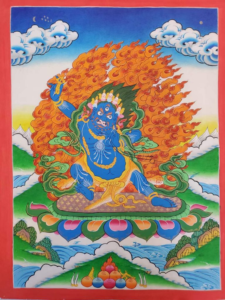 编号182-862023：彩绘唐卡-金刚手菩萨（55*40CM左右）