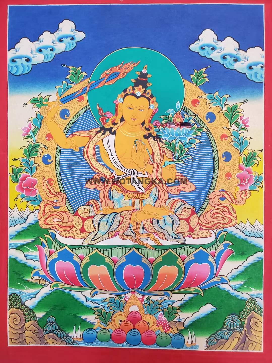 编号182-874561:彩绘唐卡-文殊菩萨·(55*40CM左右)