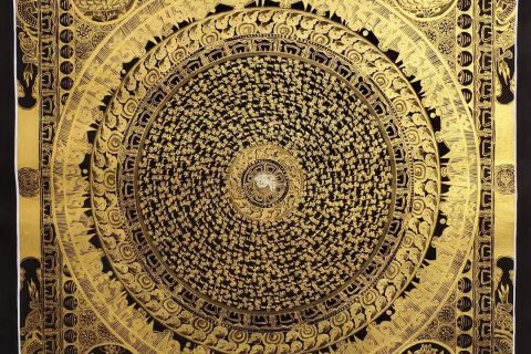 编号182-874673：黑金唐卡-吉祥八宝坛城（95*65CM左右）