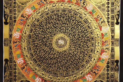 编号182-876193：黑金唐卡-吉祥八宝坛城（95*65CM左右）