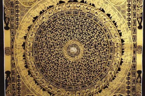 编号182-878483：黑金唐卡-吉祥八宝坛城（95*65CM左右）