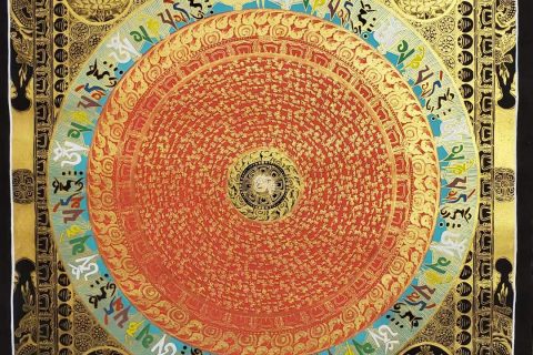 编号182-913018：黑金唐卡-吉祥八宝坛城（95*65CM左右）