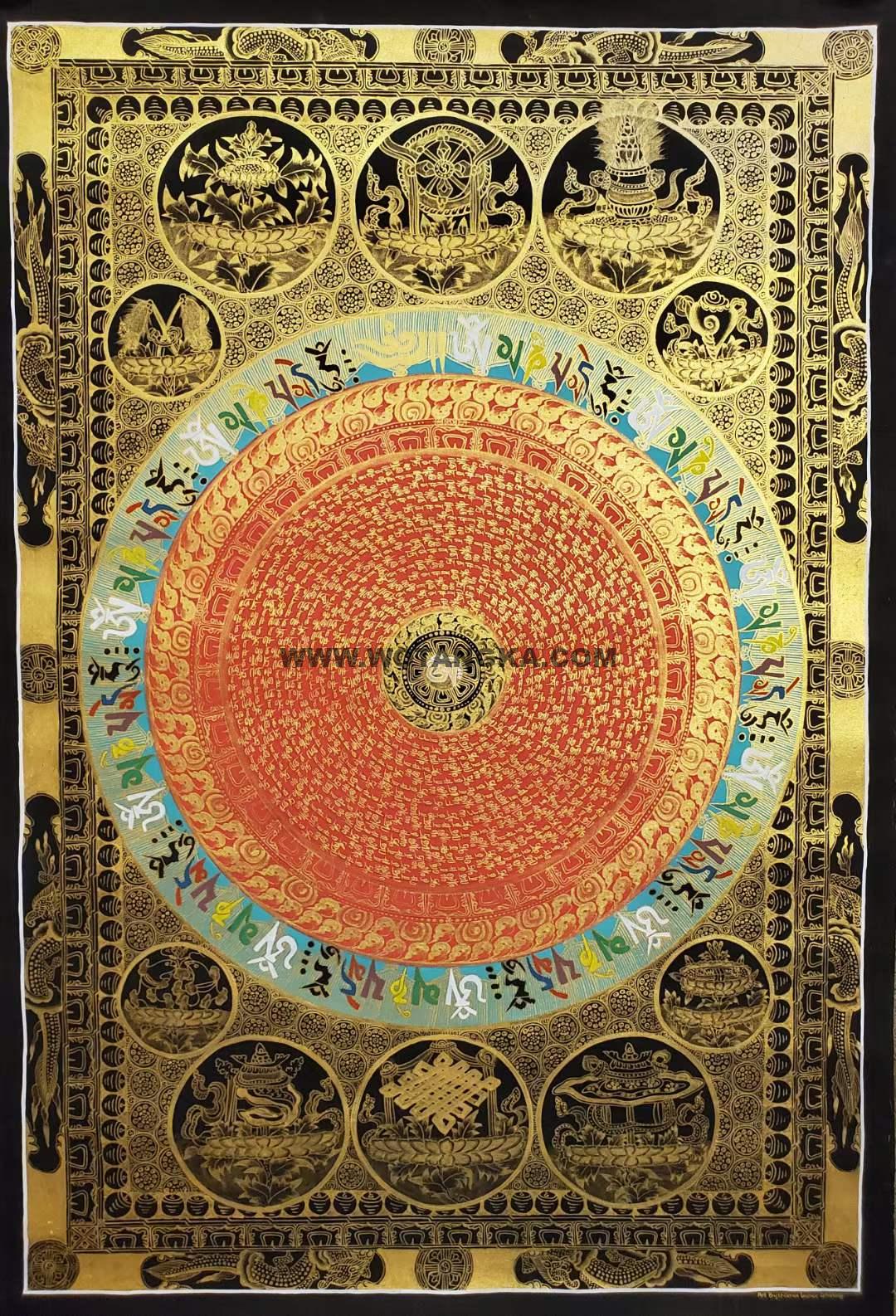 编号182-913018：黑金唐卡-吉祥八宝坛城（95*65CM左右）