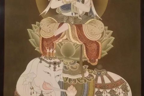 编号182-922176：彩绘唐卡-普贤菩萨（90*50CM左右）
