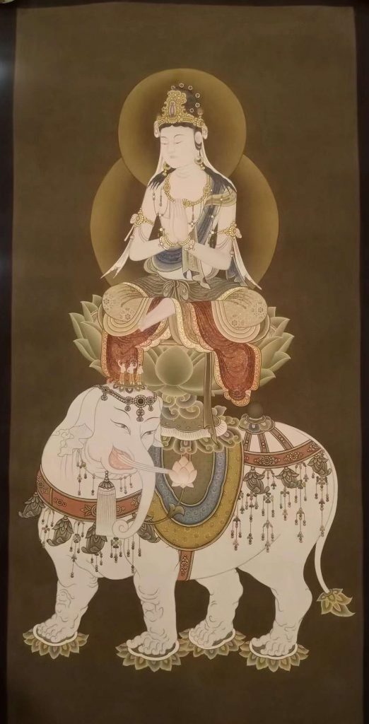 编号182-922176：彩绘唐卡-普贤菩萨（90*50CM左右）